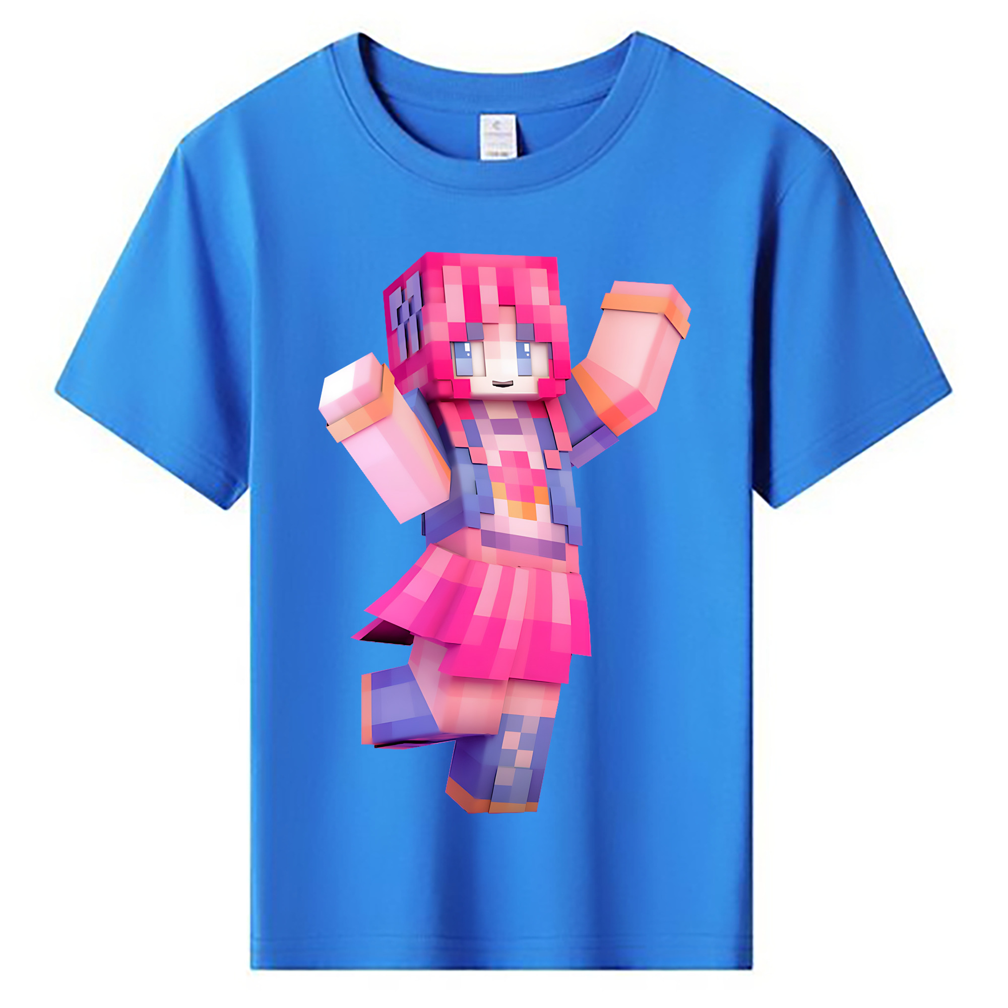 （画像用） マインクラフト ブロックの世界 Minecraft MC Block world 綿100％キッズTシャツ（フロントプリント）
